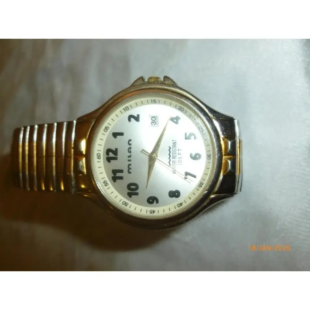 MILAN Watch Two Toned Gold & Silver Men's Water Resistant‎ 100FT